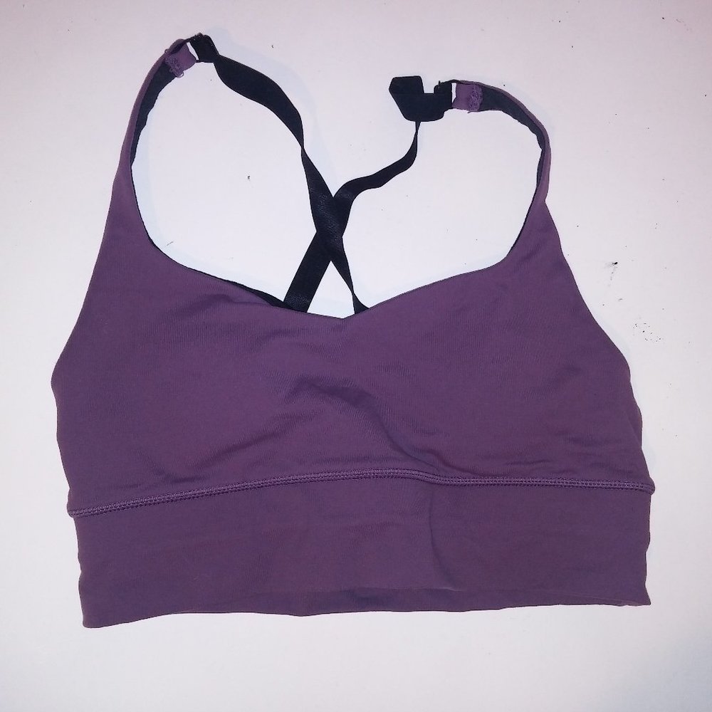 Ethos Sports Bra Medium Purple Solid Racerback Removable Padding Wireless Preown